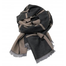 Check Reversible Blanket Scarf Beige/Charcoal